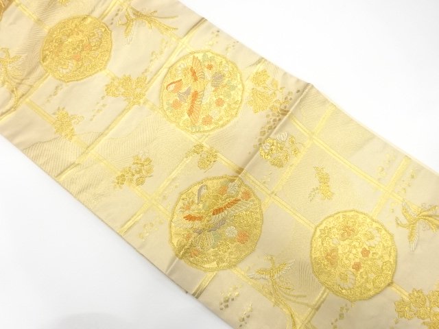 JAPANESE FUKURO OBI / WOVEN FLOWER & BIRD